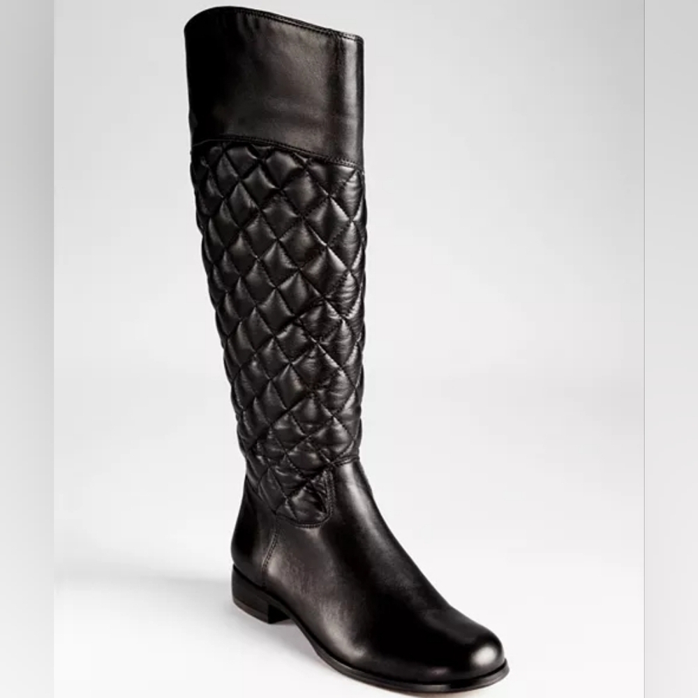 SPRING SALE | Corso Como Santona Quilted Leather Tall Riding Boots Black 9.5M